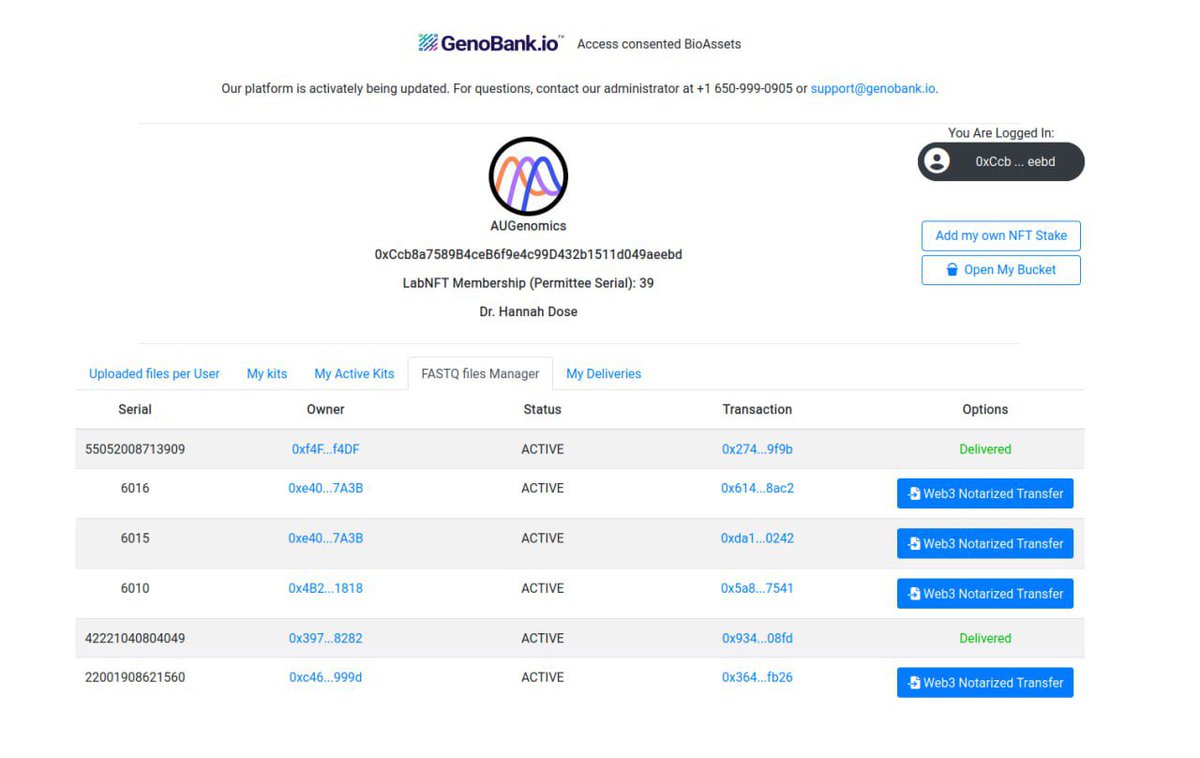 duribeb's tweet photo. In #web3, Sequencing Labs are becoming the #Oracles of genomics, using #LabNFTs 🧪and novel https://t.co/D1SVEMB21c ‘s FASTQ files notarization protocol to bring transparency & traceability to the delivery of NGS datasets on the Avalanche Blockchain.
Just as Oracles in the blockchain world bring in real-world data for smart contracts, Sequencing Labs are now emerging as the Oracles of genetic data.
Labs receive biosamples, sequence the DNA 🧬 or RNA, and produce digital data in the form of FASTQ files. This data, which is very much the "real-world" data of the genomics field, can then be utilized by computational systems, from bioinformatics software to machine learning algorithms.
In the spirit of decentralization, we introduced #LabNFTs years ago as Decentralized Identifiers (DIDs) for Sequencing and Clinical Labs.
Each lab, identified by its unique LabNFT, can now attest to the production and delivery of these valuable NGS datasets.
https://t.co/D1SVEMB21c's notarization protocol is serving as a crucial "proof of delivery" or "proof of transfer" for these datasets. Whether it's a biowallet, an Amazon S3 Bucket, or another web3 destination, Sequencing Labs can create attestations on the Avalanche Blockchain to verify the delivery of the most important datasets in Precision Medicine.
Special thanks to Hannah Dose (CEO of AUGenomics for all the support.
Blockchain technology will help High Quality Sequencing Labs to cryptographically sign their produced NGS datasets, bringing transparency, traceability, and trust to the whole genomics industry, specially necessary for ethical AI training.
Labs pre-register and claim your own LabNFT for free!
https://t.co/uzb94DvTXd
Join us on this exciting journey!
#Genomics #LabNFT #Oracles #Decentralization #AvalancheBlockchain #DeSci