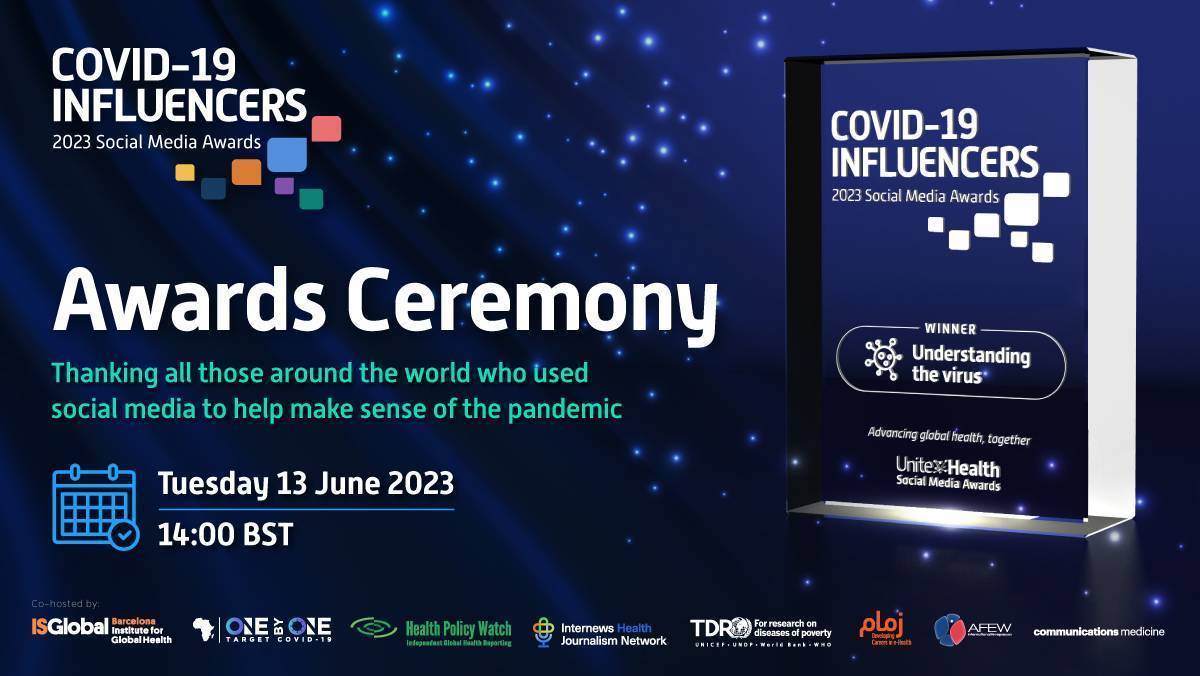 Have you registered? June 13th, UniteHealth will be revealing the winners of the 2023 COVID-19 Social Media Awards. You picked the nominees and voted consistently, join us in celebrating the winners!

Confirm your attendance here: ow.ly/FZUt50Ou9Z9 

#socmed4good