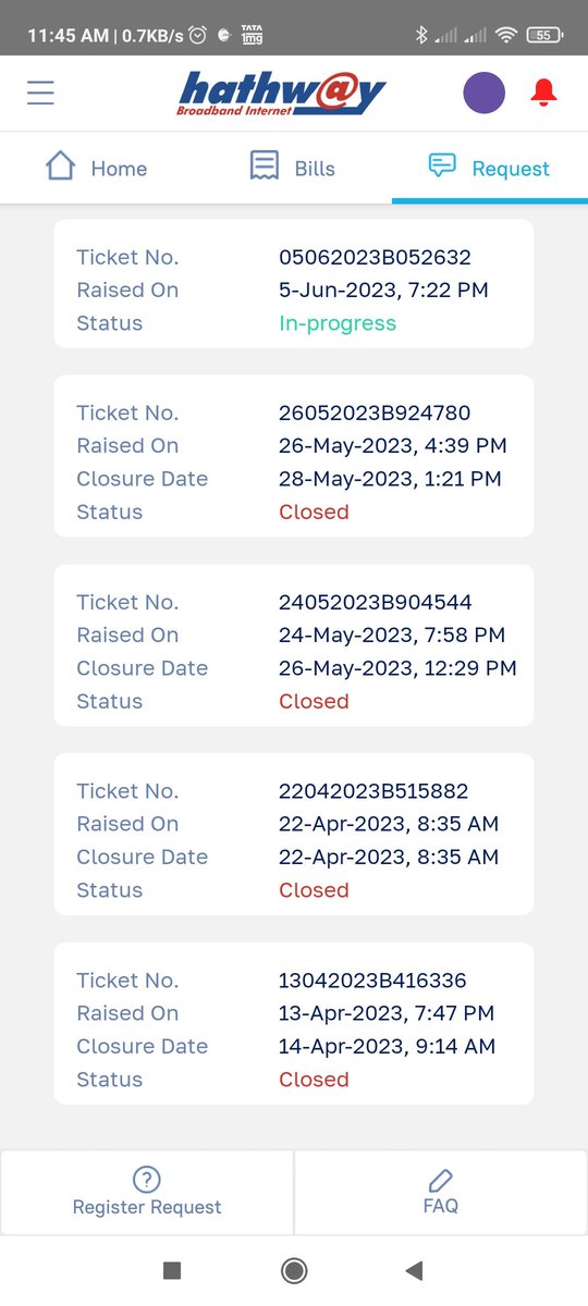 Internet is down for more than 72 hours and still issue not getting resolved..

@HathwayBrdband facing this problem from last 5 days. Complaint was supposed to get resolved within 24 hours but somehow no closure yet..
#nointernet#noservice 
@ajitkulthe