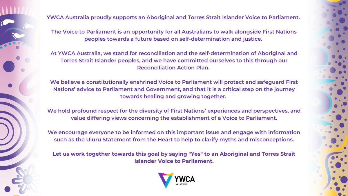 YWCA Australia proudly supports a Voice to Parliament #yes23