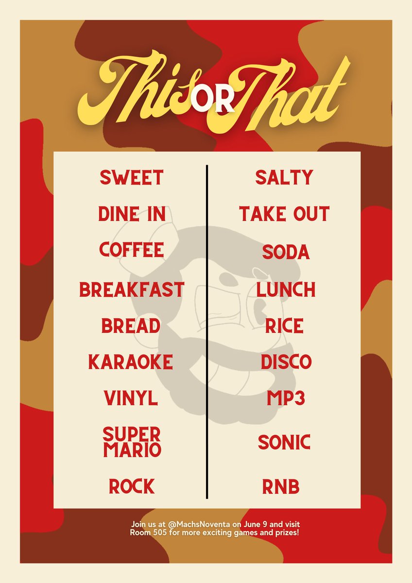 MachsNoventa's tweet photo. Hirap ka bang makapili? 🤔 Well, nandito ang Mach's para mapadali ang iyong pagpili sa paparating na SBF 2023! 🤩 

Join us by answering this "This or That" Mach's: Cena Noventa game template on your IG Stories or FB Myday ✔️ https://t.co/ViRWFScOKt