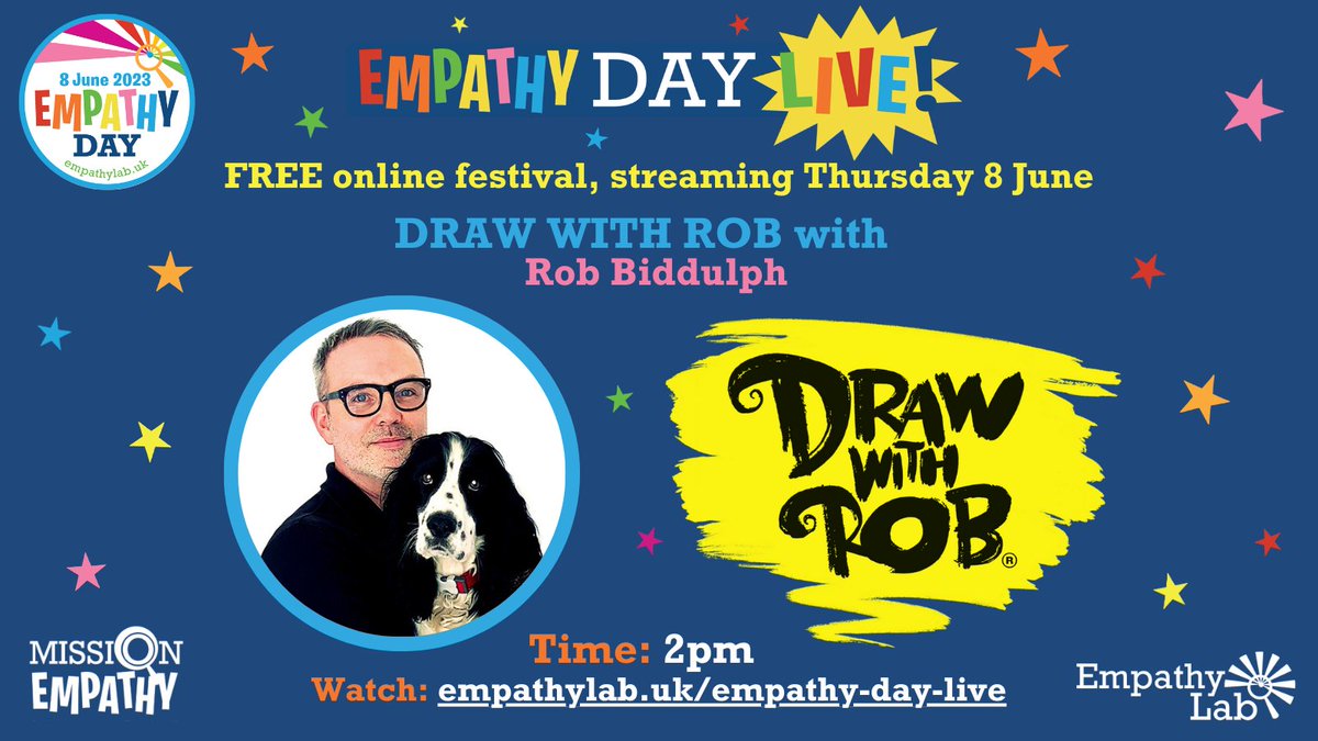 EmpathyLabUK (@empathylabuk) on Twitter photo On #EmpathyDay, <a href="/RobBiddulph/">Rob Biddulph</a> rounds out our online author & illustrator festival with an EXCLUSIVE empathy-themed Draw With Rob. Pencils at the ready! ✏️
Remember to download your resources to get involved in the whole day's activity: bit.ly/EDay23Registra…
<a href="/HarperCollinsCh/">HarperCollins Children's Books</a> On #EmpathyDay, <a href="/RobBiddulph/">Rob Biddulph</a> rounds out our online author & illustrator festival with an EXCLUSIVE empathy-themed Draw With Rob. Pencils at the ready! ✏️
Remember to download your resources to get involved in the whole day's activity: bit.ly/EDay23Registra…
<a href="/HarperCollinsCh/">HarperCollins Children's Books</a>