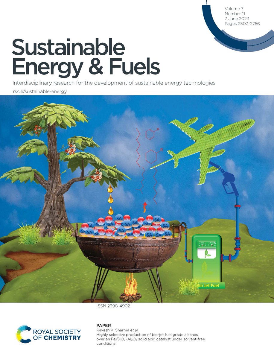 RSC_Energy's tweet image. Read the science behind the front cover of #SEFJournal issue 11 from Rakesh K. Sharma @rksiitj et al.: ‘Highly selective production of bio-jet fuel grade alkanes over an Fe/SiO2–Al2O3 solid acid catalyst under solvent-free conditions’ ➡ doi.org/10.1039/D3SE00…