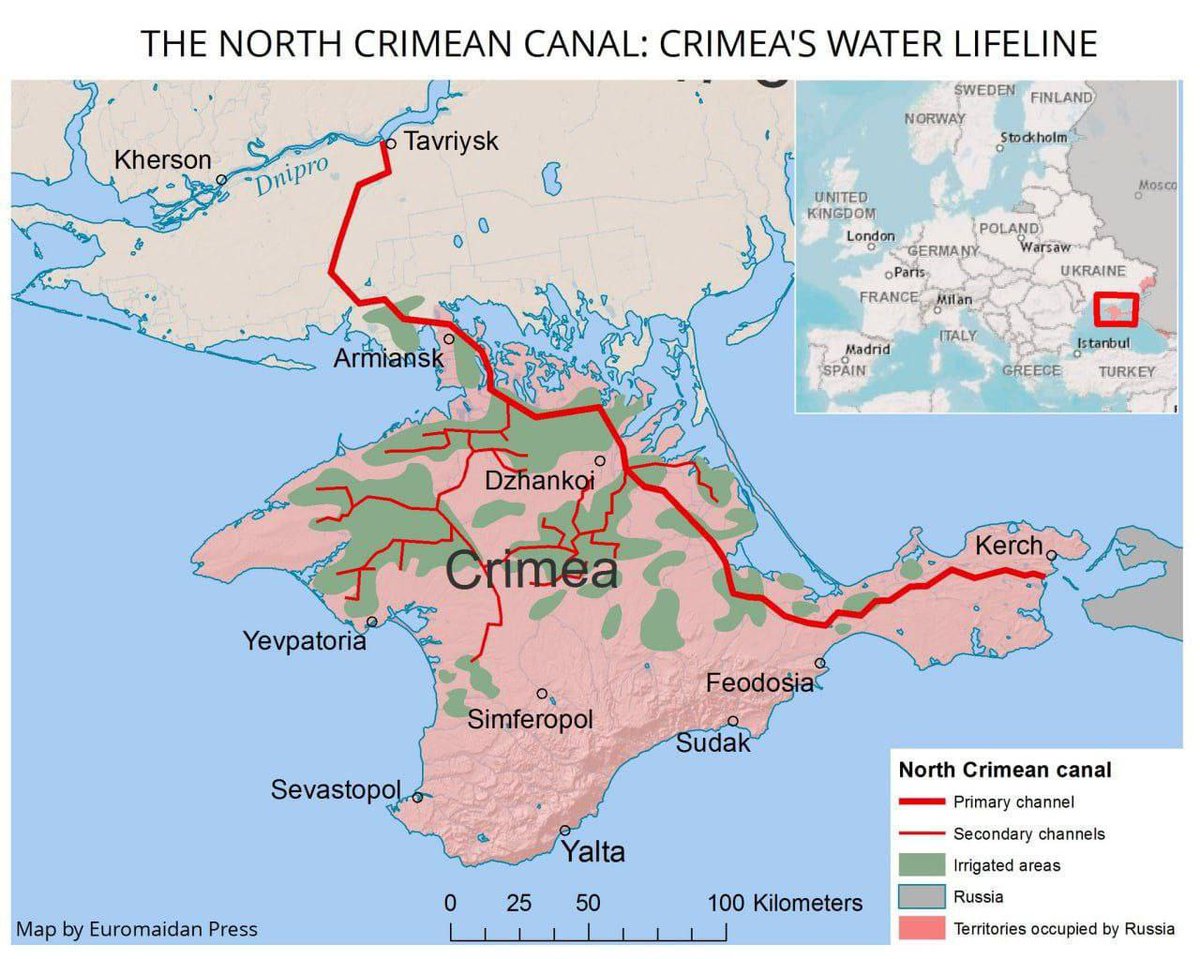 Crimea is likely to be left without fresh water due to the explosion of the hydroelectric power plants