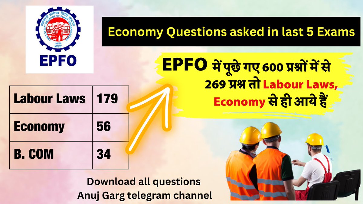AnujGarg_AGC's tweet photo. Free PDF 🤩 - EPFO asks majority of questions from Economy and Labour laws (269/600 questions were from these two subjects)

Download complete free PDF - https://t.co/obydKrsPgV

#UPSCPrelims2023 #UPSC2023 #UPSC #EPFO 
#CSAT #UPSC2024