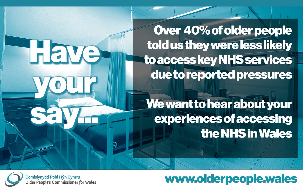 Our recent survey found that 4 in 10 older people were less likely to contact their GP, contact an out of hours GP service or visit A&E due to reported pressures on the NHS. Have you been affected by pressures on the NHS? Share your experiences: olderpeople.wales/nhs-experience…