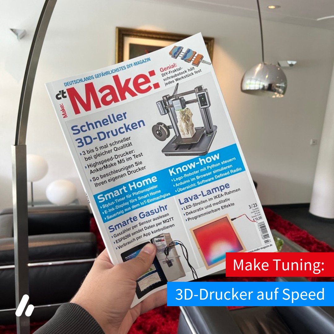 _heise_'s tweet image. Es dauert viel zu lange bis dein 3D-Drucker fertig ist?
Anfeuern hilft nicht?
Die Make zeigt dir, wie du deinen 3D-Drucker beschleunigst. 💡
Lies, wie du mit Klipper einen 3D-Drucker tunen kannst, ohne Kompromisse bei der Qualität eingehen zu müssen. 🖨️
#MakeMagazin #3DDrucker