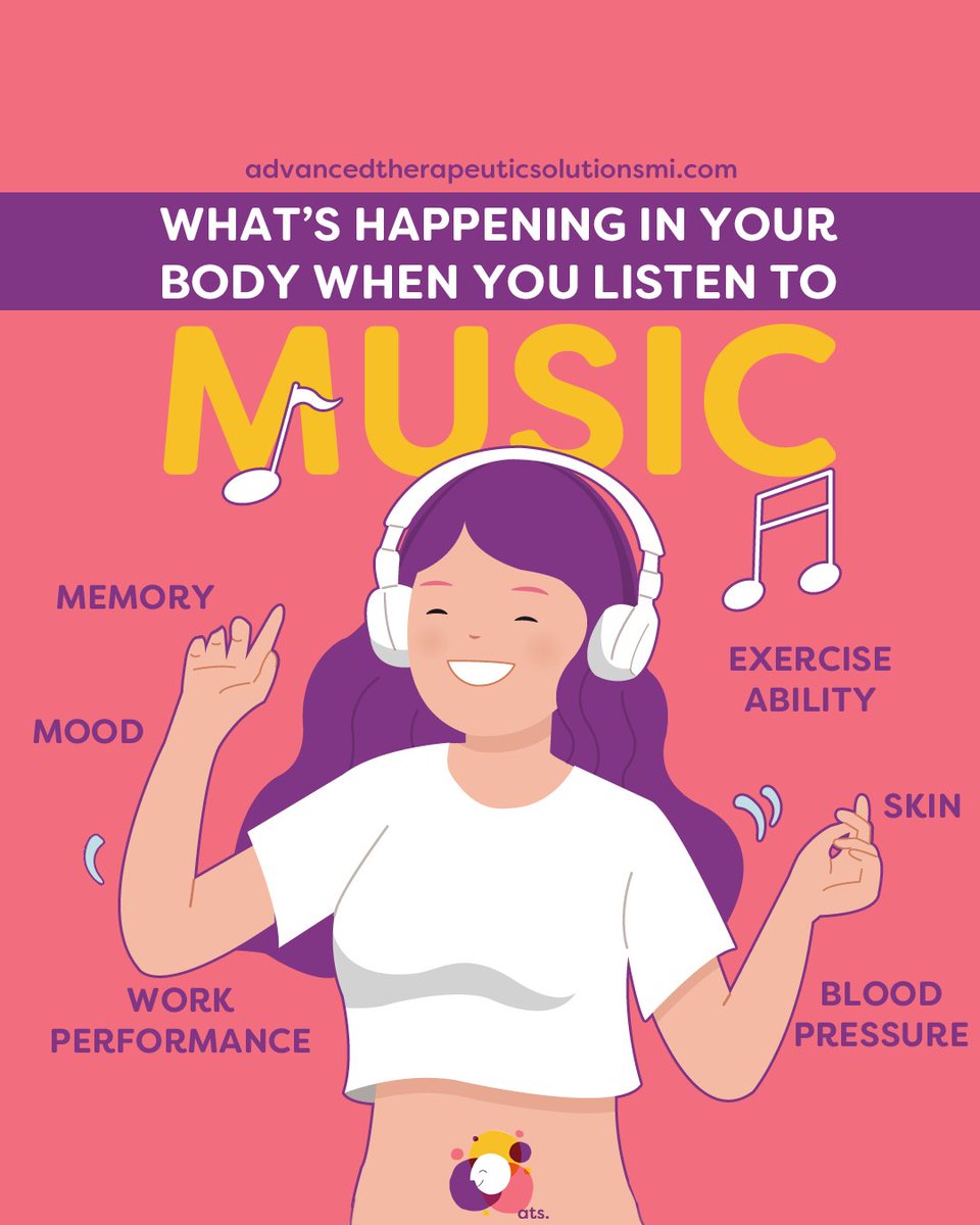 AtsMich's tweet image. Discover the transformative power of music therapy at ATS. Unlock the symphony within you and experience the remarkable effects of music on memory, mood, work performance, blood pressure, and exercise ability. 🌟🎵

#MusicTherapy #MemoryEnhancement #MoodBoost