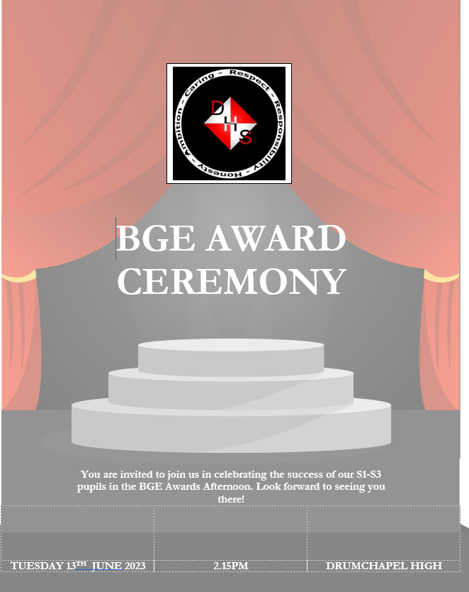 Looking forward to celebrating our BGE award winners on Tuesday 13th June at 2.15pm.