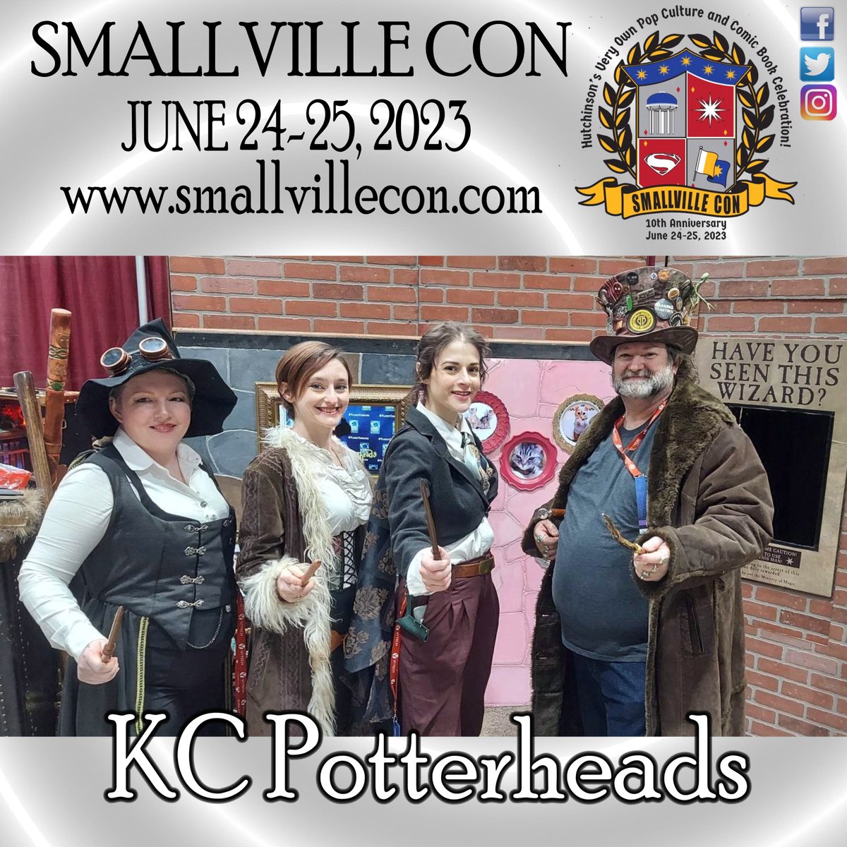 We welcome back The Kansas City Potterheads to #SmallvilleCon With amazing costumes to life sized Harry Potter props they will be set up for photo opportunities, stop by their booth to see some of the wonderful creations and props they have built, #harrypotter #Wizard