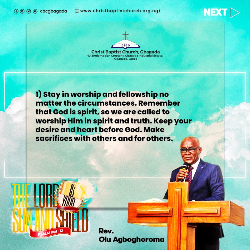 cbcgbagada's tweet photo. “THE LORD IS YOUR SUN AND SHIELD IN THIS PRESENT TIMES”

Here are the 3 things we need to do to remain JOYFUL in this period https://t.co/ThWTxXE0Yh