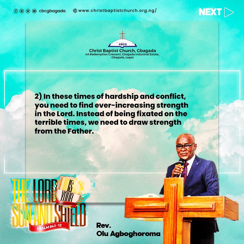 cbcgbagada's tweet photo. “THE LORD IS YOUR SUN AND SHIELD IN THIS PRESENT TIMES”

Here are the 3 things we need to do to remain JOYFUL in this period https://t.co/ThWTxXE0Yh