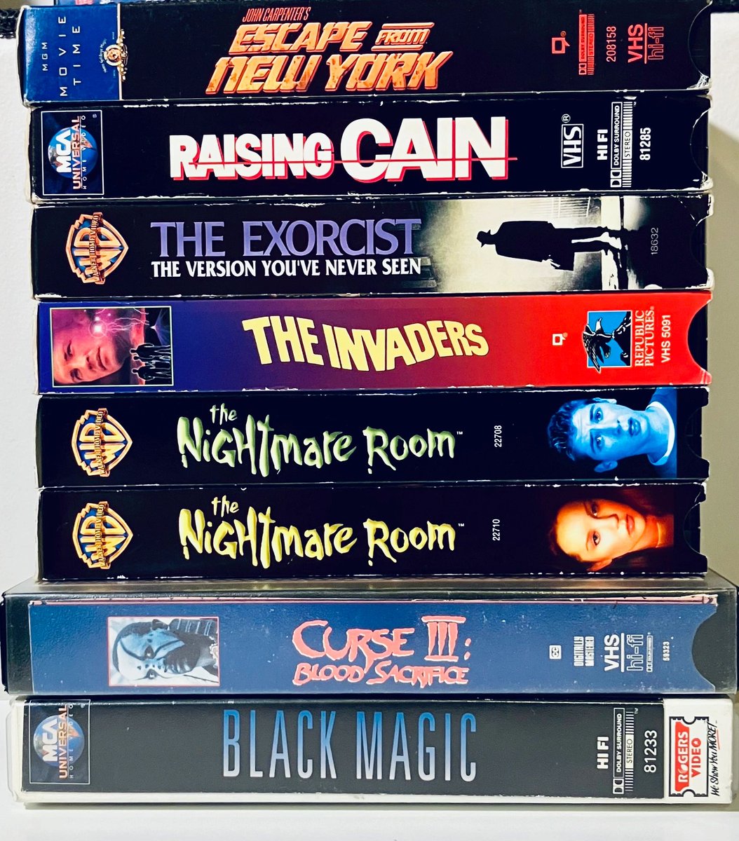 rareflicksplus's tweet photo. #SneakPeak! Check out some of the #VHS tapes coming soon to our page!

https://t.co/WLFuL3LQYV
Save 25% - USE CODE: SAVE25

#horror #vhsstack #vhstapes #horror #horrorcommunity #videostore #theexcorist #thenightmareroom #blackmagic #curse3 #theinvaders #escapefromnewyork https://t.co/2Ue5cESqin