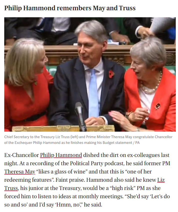 Philip Hammond was full of not much praise for Theresa May and Liz Truss last night

standard.co.uk/news/londoners…