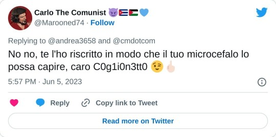 BeaLuster's tweet photo. @Marooned74 @Sarvero4 @cresce_m "Per certa gente, la razza è solo bianca o nera o gialla.... Il problema è lì, nell'ignoranza..." 
(Carlo The Comunist, @Marooned74).

Il problema di @Marooned74 è oggettivamente l'#analfabetismofunzionale e il #bullismo su #Twitter : non è nella posizione di biasimare alcuno. https://t.co/oT9U3EHuWr