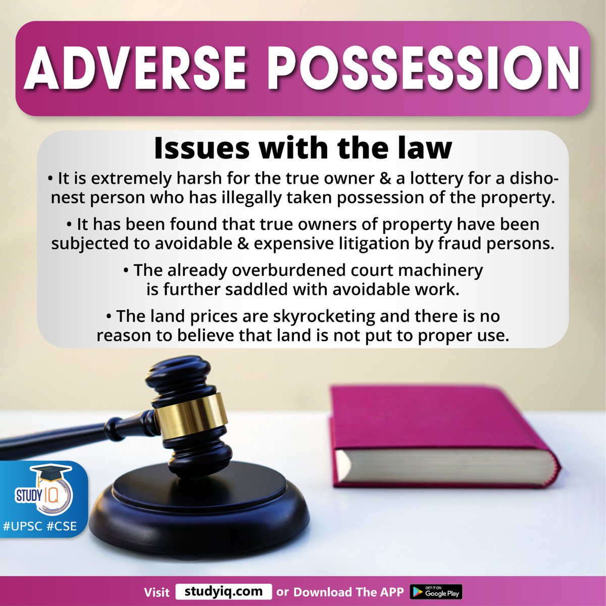 Adverse Possession

#adversepossession #lawcommision #whyinnews #hostilepossessionofproperty #rights #law #propertylaw #ownersofproperty #fraudpersons #avoidablework #upsc #cse #ips #ias