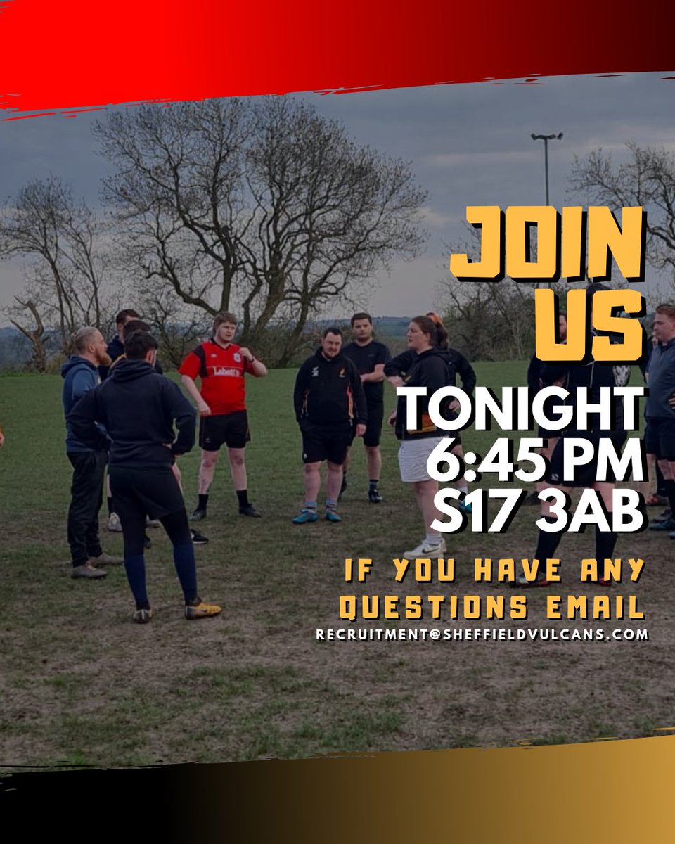 It's never too late to become a Vulcan. You can join us up at @SheffTigersRUFC at 6:45 for tonight's training session. You'll find us on the top pitch. See you there! #SheffieldVulcans #InclusiveRugby #IGRClubhouse #StrongerTogether #wavaw