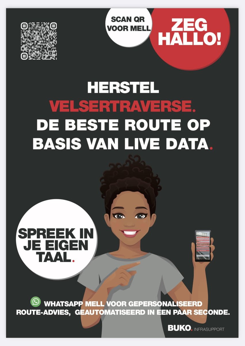 gem_Beverwijk's tweet photo. Mell is live, de WhatsApp-service van #BUKO. Weggebruikers kunnen hiermee voor aanvang van hun rit via WhatsApp vragen naar de beste routes. Als Mell er niet uitkomt, is er de informatielijn van @Rijkswaterstaat als back-up.
#Velsertraverse #verkeer #vanAnaarBeter #IJmond https://t.co/4mDLGk3ajT