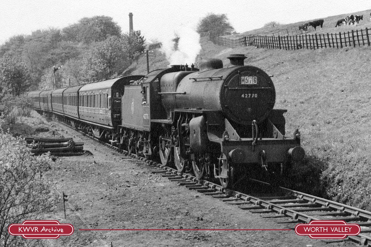 Pre-Preservation

42770 Ex LMS Crab entering Oakworth Station, just before the level crossing with an Oxenhope to Morecambe Excursion, with the passing loop had been removed recently at Oakworth and the first visit of a crab on the Worth Valley Line.

📷 P Sunderland // 1956