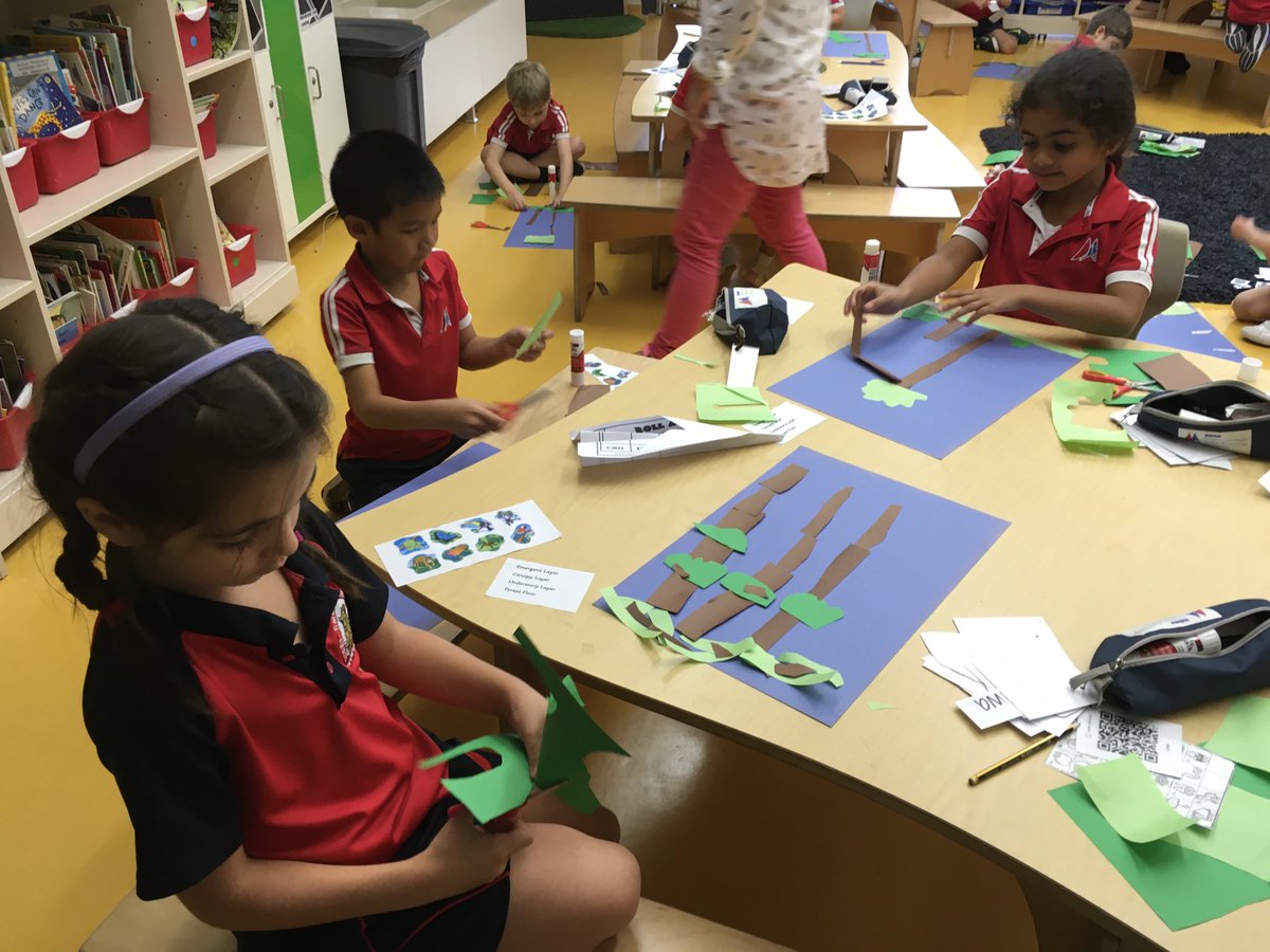 ClareHibbard's tweet image. Exploring and researching into the layers of the rainforest by building our own. We inquired into the importance of each layer and what lives there ⁦@DAAElementary⁩