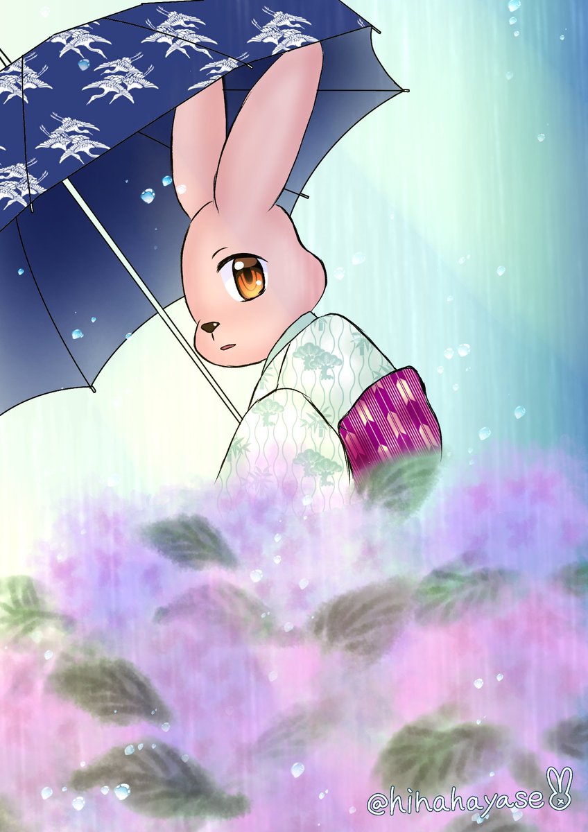 「6月はしっとり紫陽花とひなっツちゃん 」|ひなっツ꒰ঌ🐰໒꒱のイラスト