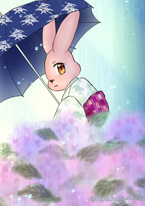 6月はしっとり紫陽花とひなっツちゃん 