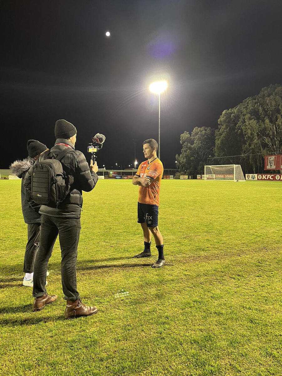 Jamie England taking the <a href="/SheppNewsSport/">Shepp News Sport</a> crew through that magical opening goal. #MMGSport #MagicOfTheCup