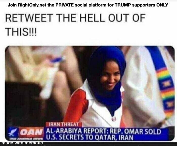 'Rep. Omar sold US secrets to Qatar, Iran.'

Why am I not shocked?