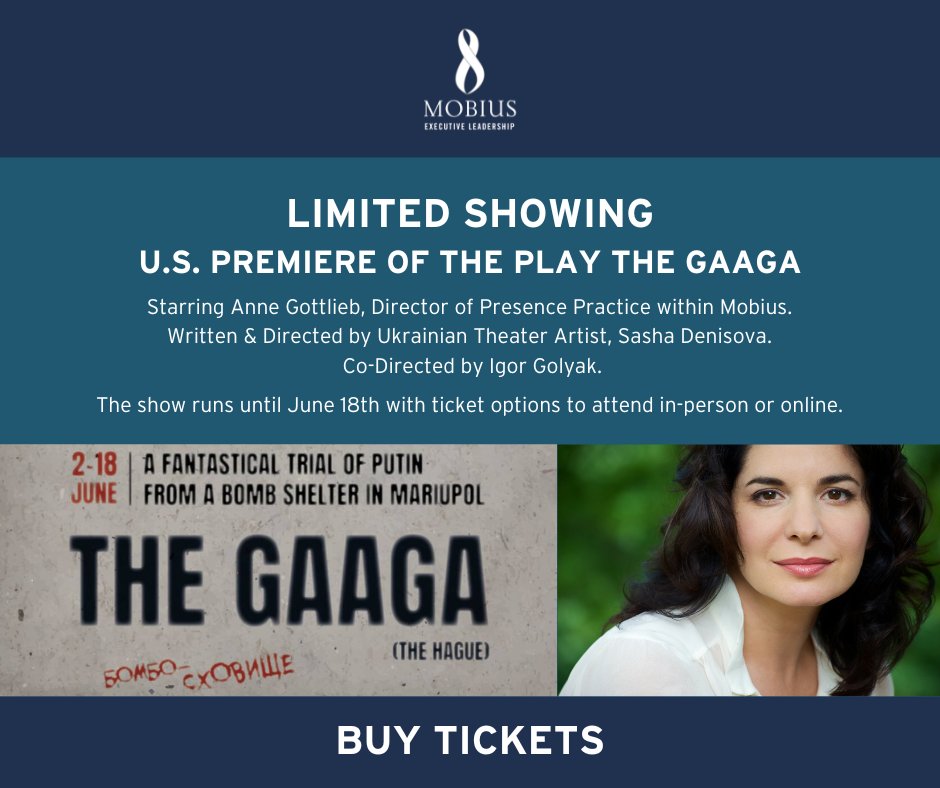 Mobius is delighted to share a special DISCOUNT for this limited performance which includes Mobius Director of Presence Practice Anne Gottlieb. DISCOUNT CODES
In person: FriendsFamily20 
Online: VirtualGaaga10

TO READ MORE ABOUT SHOW - click here
arlekinplayers.com/the-gaaga/?mc_…