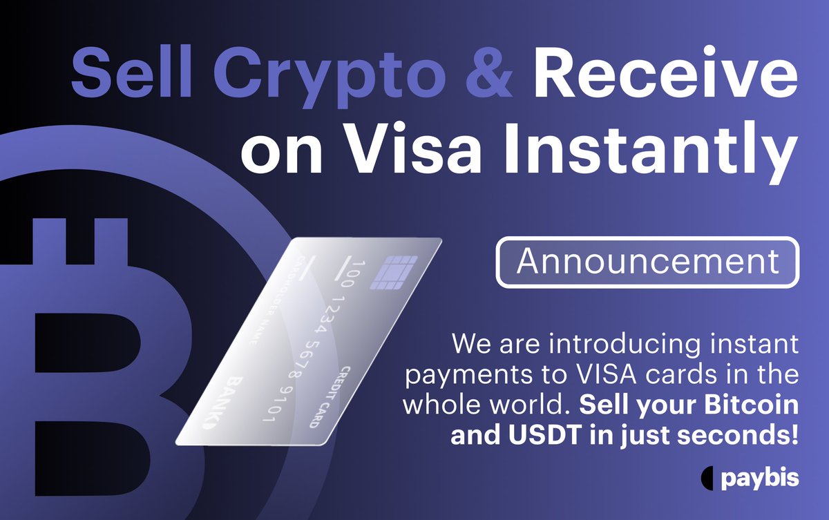 🚨 #ServiceAnnouncement 🚨 We are excited to announce that you can now sell  #BTC and #USDT and receive directly to your #VISA card in seconds! #Paybis  is one of the first exchanges