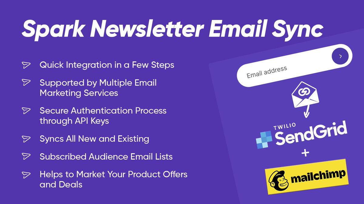 Simplify your email marketing efforts and save valuable time with Spark Newsletter Email Sync app for #Shopify! Sync customer email addresses with Mailchimp and SendGrid in just a few clicks. #sales #ecommerce apps.shopify.com/spark-newslett…