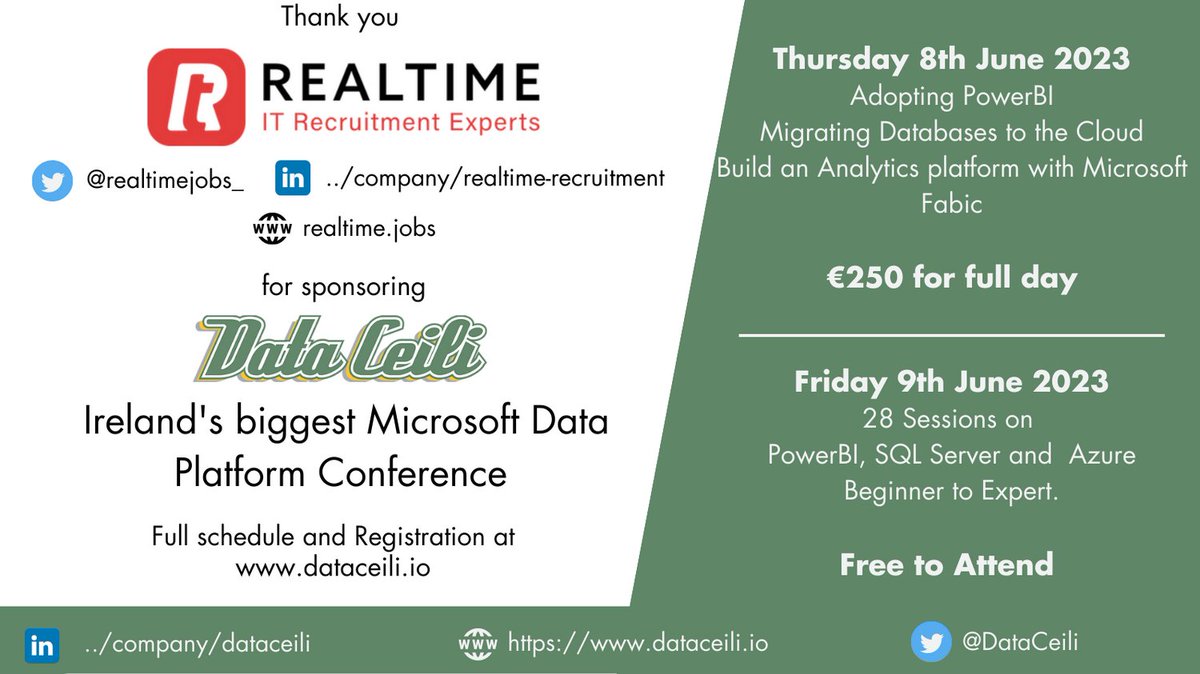 DataCeili (@dataceili) on Twitter photo Community events like #DataCéilí are not possible without our wonderful sponsors. Thank you Realtime Recruitment for supporting us. Find out more about <a href="/realtimejobs_/">Realtime Recruitment</a> at realtime.jobs. Sign up to attend at dataceili.io Community events like #DataCéilí are not possible without our wonderful sponsors. Thank you Realtime Recruitment for supporting us. Find out more about <a href="/realtimejobs_/">Realtime Recruitment</a> at realtime.jobs. Sign up to attend at dataceili.io