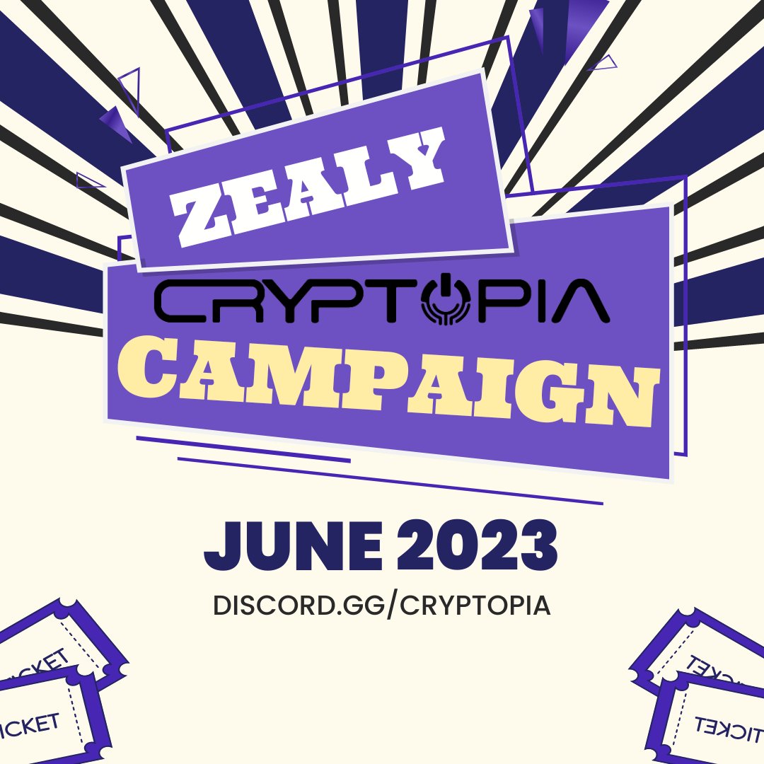 CryptopiaOFCL's tweet photo. 📣 Join the Cryptopia XP Raffle Extravaganza! 🎉🚀

  June 1-30

Visit the Zealy website and embark on an epic quest! 🌐✨ Each quest comes with a handy guide to help you complete the tasks and level up your XP. Discover the thrilling challenges that await you and dive into the world of Zealy (formerly known as Crew3). 🎮🌈https://t.co/UpHcetZZLi

We're bringing it back with a bang! Get ready for the Cryptopia Raffle, where you stand a chance to win amazing prizes. 🎁🎉

To Win: 
- Complete various tasks, Surprise gifts await you
- Earn XP by completing tasks on Zealy. The more tasks you conquer, the more ticket entries you'll receive, increasing your chances of winning big! 🎟️✨ Plus, keep an eye out for the Surprize quest, where you can earn bonus XP
- Merch are given away to Top Performers 

PRIZE POT: $300

 Good luck, adventurers! 🚀🔥

#Cryptopia #Challenge #Raffle #Zealy #Win #MerchandiseGiveaway
