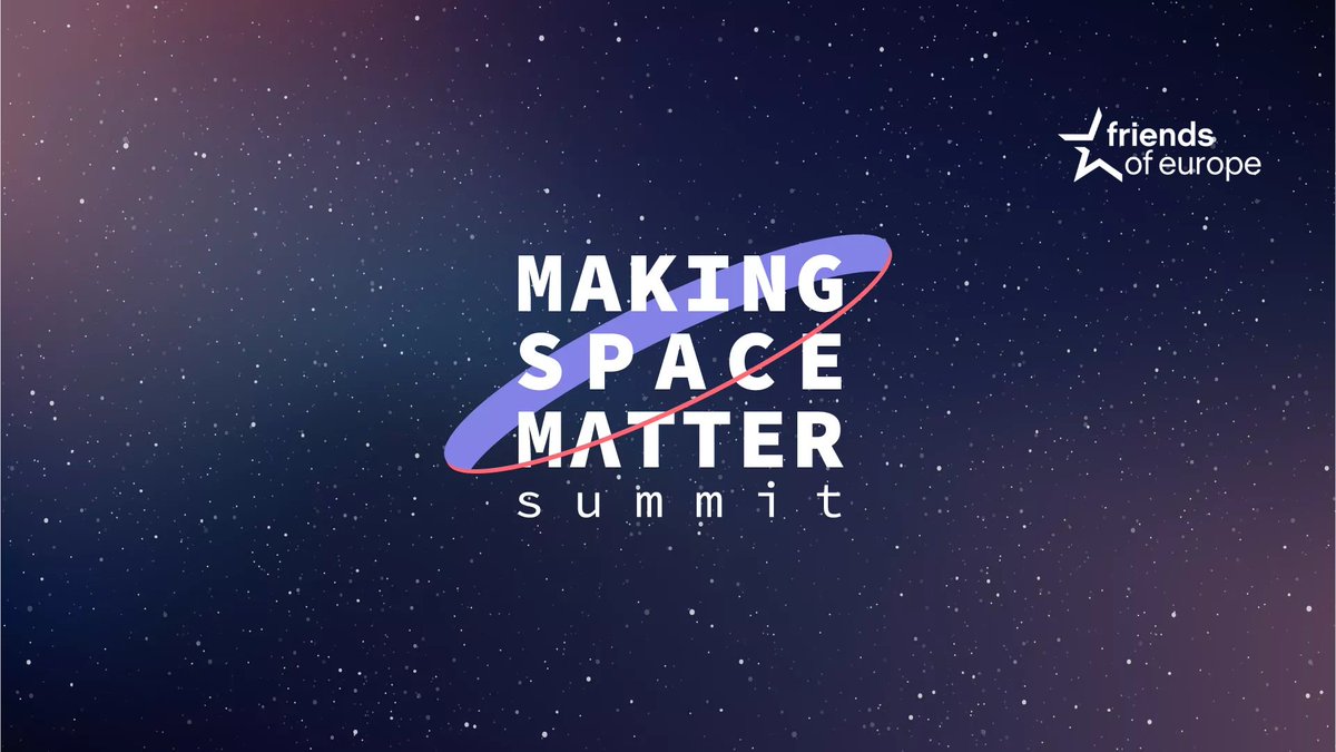 FriendsofEurope's tweet photo. ⌛️ STARTING SOON | Only 1 hour left until this year's #MakingSpaceMatter Summit begins. 

On the agenda:
☄️ Mirroring Europe’s values in space
🌱 Space &amp; Climate
🚀 Space &amp; Africa

Follow LIVESTREAM
↪️ https://t.co/eD3kzr4L8Y https://t.co/5VCUXy3la4