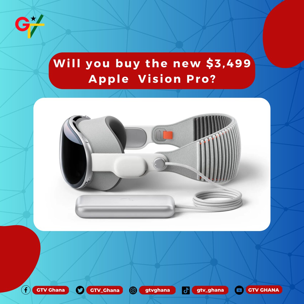 Will you buy the $3,499 Apple Vision Pro or you have other uses for GHS 39,363.54 

#GTVSocial 
#GTVBreakfast