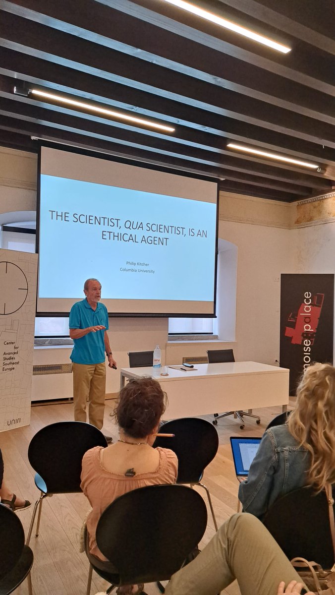 cas_see_uniri's tweet photo. #PhilipKitcher at #MoisePalace on the topic "The Scientist, qua Scientist, is an Ethical Agent" as a part of #SummerSchool "Science, Values and Democracy" @UniRijeka joined by @IFDT_Beograd and @FDVLjubljana
#openness #50uniri #otvorenost #CASSEE https://t.co/UKWe5LuBrg