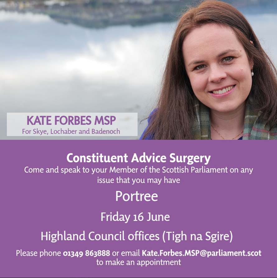 Advice surgery in Portree next week. Details below 👇🏽