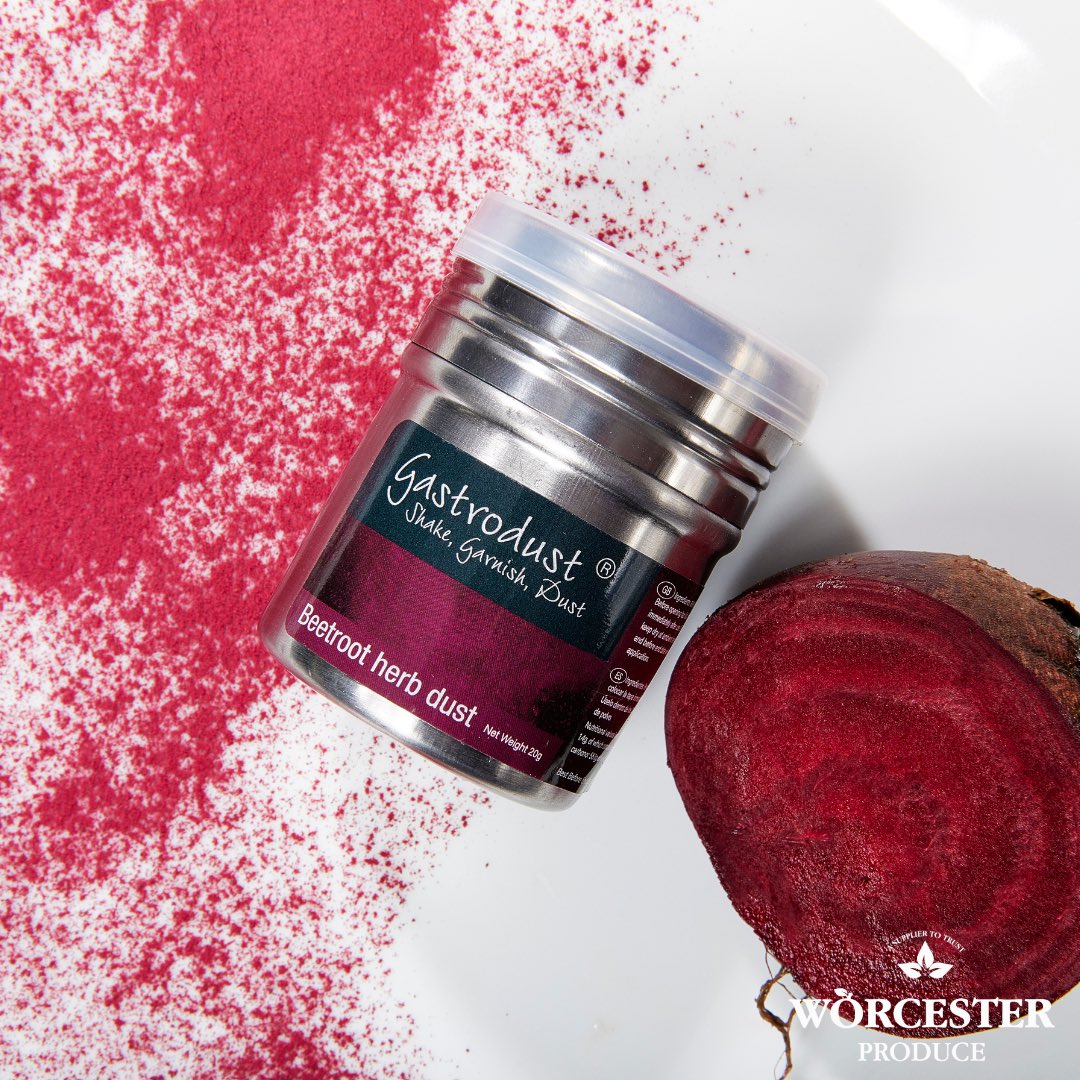 WorcesterProd's tweet image. We have colourful and flavoursome Gastro Dust in stock ready to garnish your plates! We have plenty of flavours available including : Beetroot, Tarragon, Thyme, Sage, Rosemary, Parsley, Mint, Gold, Dill, Chive &amp;amp; Coriander 🌱🍽️

#freshproduce #fruitandveg #produce #Midlands