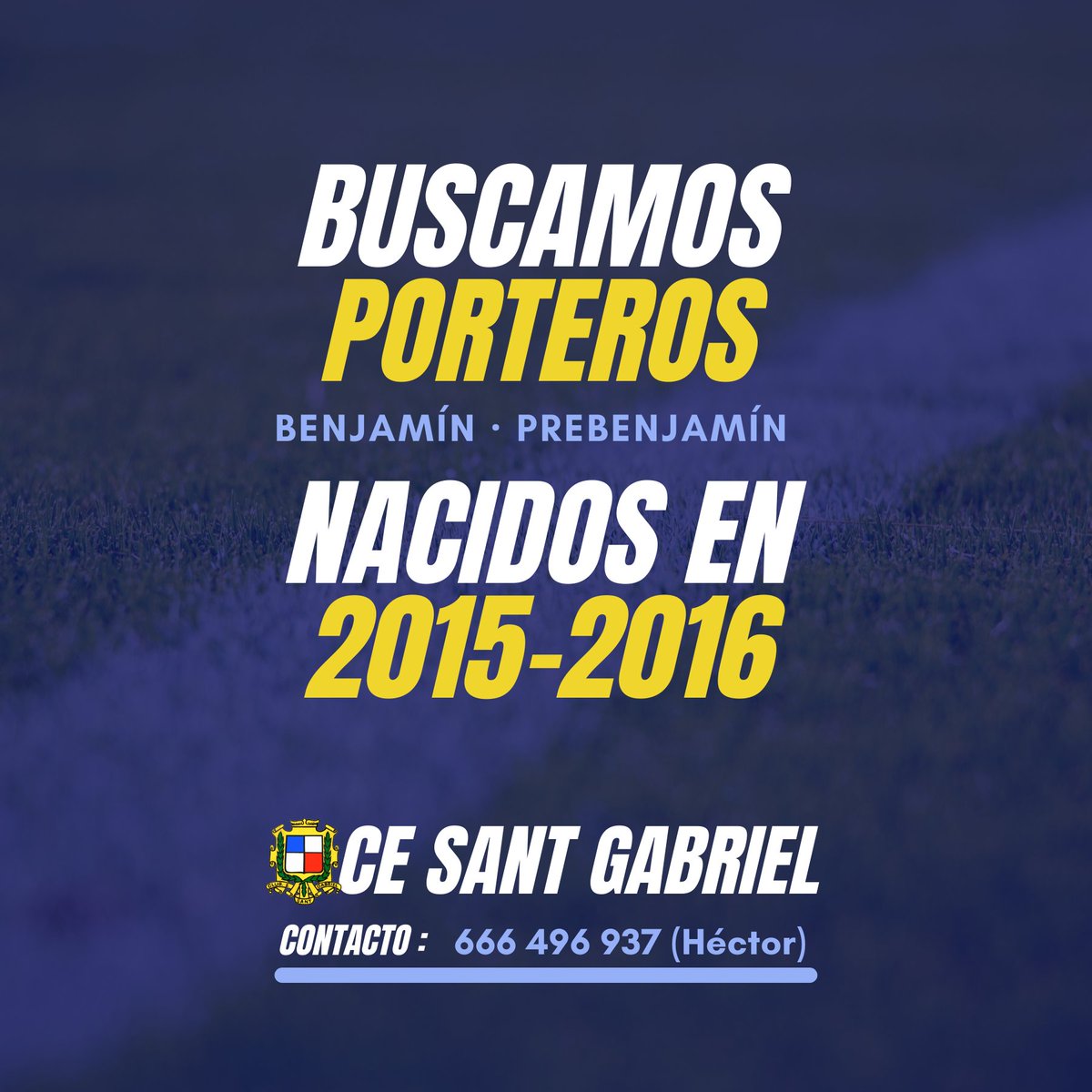 ¿Eres PORTERO? 🥅⚽️🧤¿Has nacido en 2015 o 2016? Si es así, ¡te estamos buscando! 💪🏼 Ven a jugar al CE Sant Gabriel la próxima temporada.

👉🏼 Ponte en contacto con nosotros a través del 📲 666496937 (Hector).

Te esperamos 😉

#cesantgabriel
#posibleloimposible