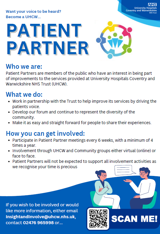 @nhsuhcw Patient Partners are members of the public who voluntarily work in partnership with the Trust to help improve services by driving the patient's voice. 
Thank you to our Patient Partners! #VolunteersWeek2023.