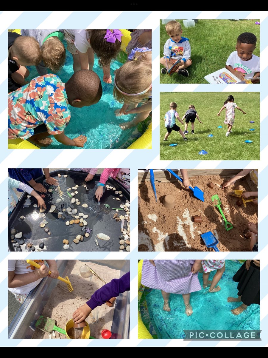 This week we are starting our new topic 'Oh I do like to be beside the seaside'. We had a beach day to launch our topic with sand, a rock pool and a paddling pool and wore our summer clothes to school. We had so much fun! #growingbrighterfutures