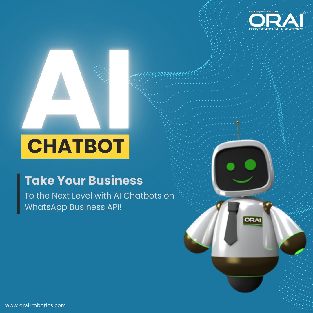 ORAIRobotics's tweet image. Discover the future of customer engagement with AI Chatbots on WhatsApp Business API!

#whatsappbusinessapi #aichatbot #orai