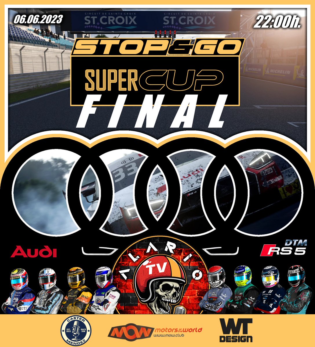 Esta noche a partir de las 22:00 h. <a href="/blacktopbrt/">Blacktop Racing Team</a>, <a href="/AGTdrivers/">AGT Drivers</a>, <a href="/EquipoTERT/">Turbo Esports Racing Team</a> y <a href="/sharks_esp/">SHARKS</a> disputarán la GRAN FINAL de la #IIISuperCUP.

Un nuevo #Martesloko de la mano de <a href="/alario1987/">Alario87 TV</a>, que promete emociones fuertes a todo el vecindario.

twitch.tv/alario87tv

#OnlyForBraves