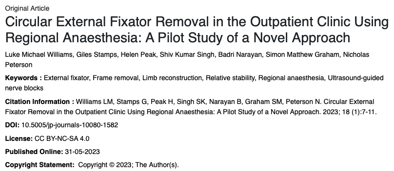 Two great papers in a week from our world famous LRS unit. <a href="/orthohexapod/">Ben Fischer</a> <a href="/nicklimbrecon/">Nick Peterson</a> <a href="/LRSsurgeon/">Badri Narayan</a> <a href="/DrSiGraham/">Simon Graham</a>  
stlrjournal.com/abstractArticl…

stlrjournal.com/abstractArticl…