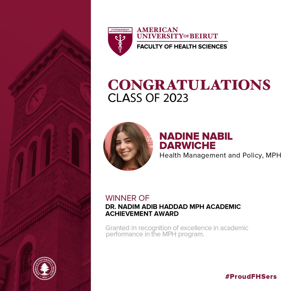 FHS_AUB's tweet photo. Congratulations! ππ#FHS #Graduate awardees!
These awards recognize academic excellence and commitment to the community.
More about #FHSAwards πhttps://t.co/RXMNkO1SDc
Watch the ceremony πhttps://t.co/6cvrjVSjn2
#ProudFHSers #AUB #FHSers
#publichealth #publichealthmatters https://t.co/idf4EwvArb