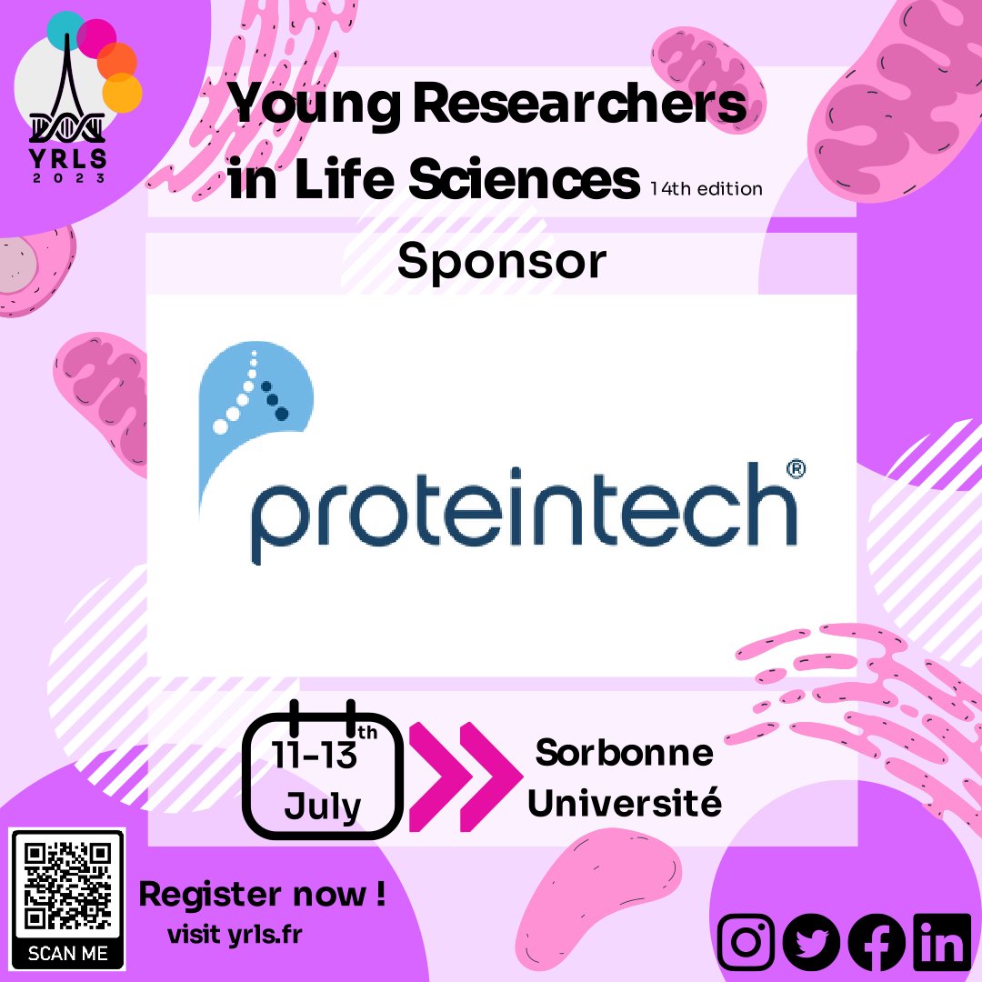YRLS2023 (@yrls_federation) on Twitter photo Today, we would like to thank <a href="/preLights/">preLights</a> and <a href="/Proteintech/">Proteintech Group</a>. They sponsor #YRLS2023 and we are very grateful to them for making the conference possible this year.
Come join us on July 11-13 at <a href="/Sorbonne_Univ_/">Sorbonne Université</a>
Registrations are still open: lnkd.in/efj24Rb9 Today, we would like to thank <a href="/preLights/">preLights</a> and <a href="/Proteintech/">Proteintech Group</a>. They sponsor #YRLS2023 and we are very grateful to them for making the conference possible this year.
Come join us on July 11-13 at <a href="/Sorbonne_Univ_/">Sorbonne Université</a>
Registrations are still open: lnkd.in/efj24Rb9