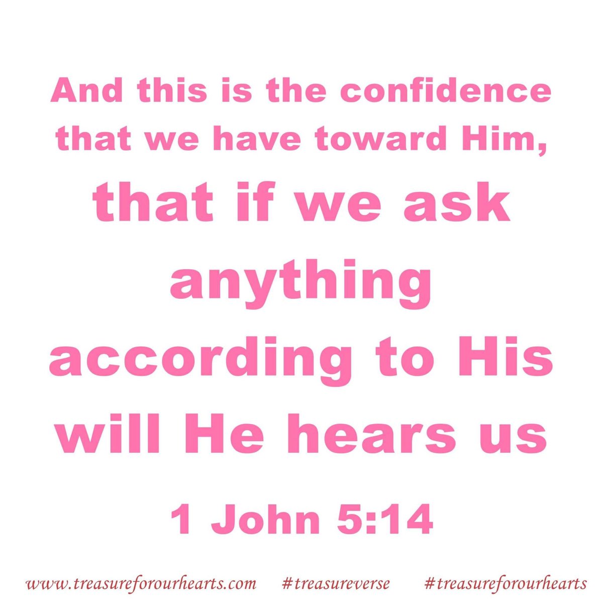 And this is the confidence that we have toward him, that if we ask anything according to his will he hears us. #treasureverse #1John514 #GodsWord #Godspromises Lin