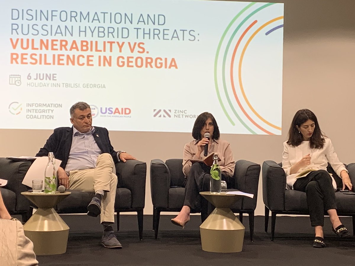 ❗️In #Georgia's context, ruling @GeorgianDream41 party is leading  disinformation war against own people  - MP @KordzaiaTamar kicked off the panel discussion on @infointegrityco  
 annual conference.  #disinformation
