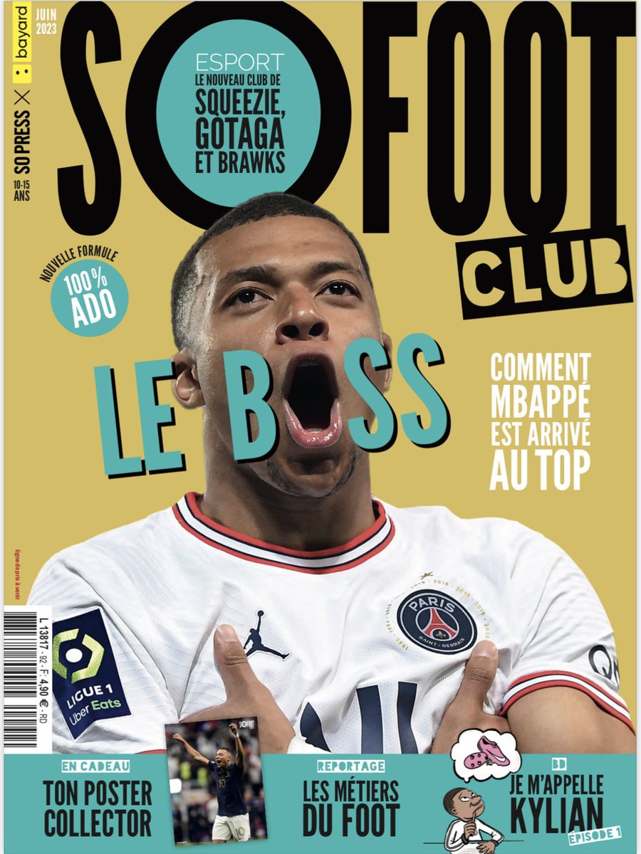 ⚽️ Bayard Jeunesse et <a href="/sofoot/">SO FOOT</a> tapent fort pour cette nouvelle version de So Foot Club ! Du foot sous tous les angles pour les 10-15 ans, dès demain en kiosque ! 

Le sommaire 👉 sofoot.com/magazines/deco…

@FranckAnnese <a href="/DSauliere/">Delphine Saulière</a> 
#kylianmbappe #sofootclub