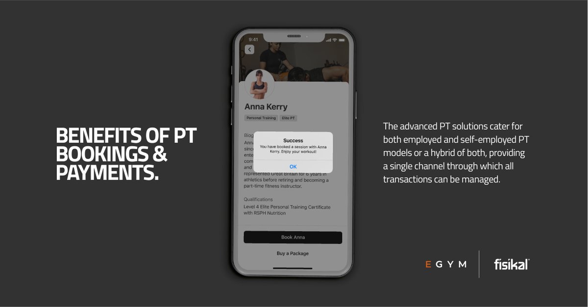 BENEFITS OF PT BOOKINGS &amp; PAYMENTS

Payments can be made direct, via a virtual wallet or card payment, and sessions can be made as single units, in blocks or as subscriptions depending on requirements – the system allows total flexibility. 

#fisikal #fittech #app #trainer